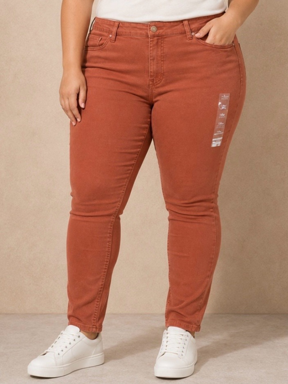 m jeans by maurices Women's High Rise Skinny Jeans in Rust Size 18W